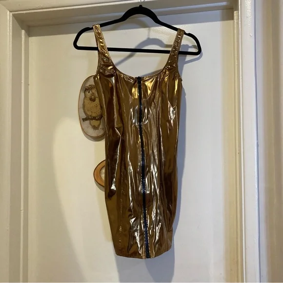 Lisa Marie Fernandez Metallic Front-zip Mini Dress In Bronze Bodycon Jasmine Dresses Lisa Marie Fernandez Metallic Front-zip Mini Dress In Bronze Bodycon Jasmine Dresses